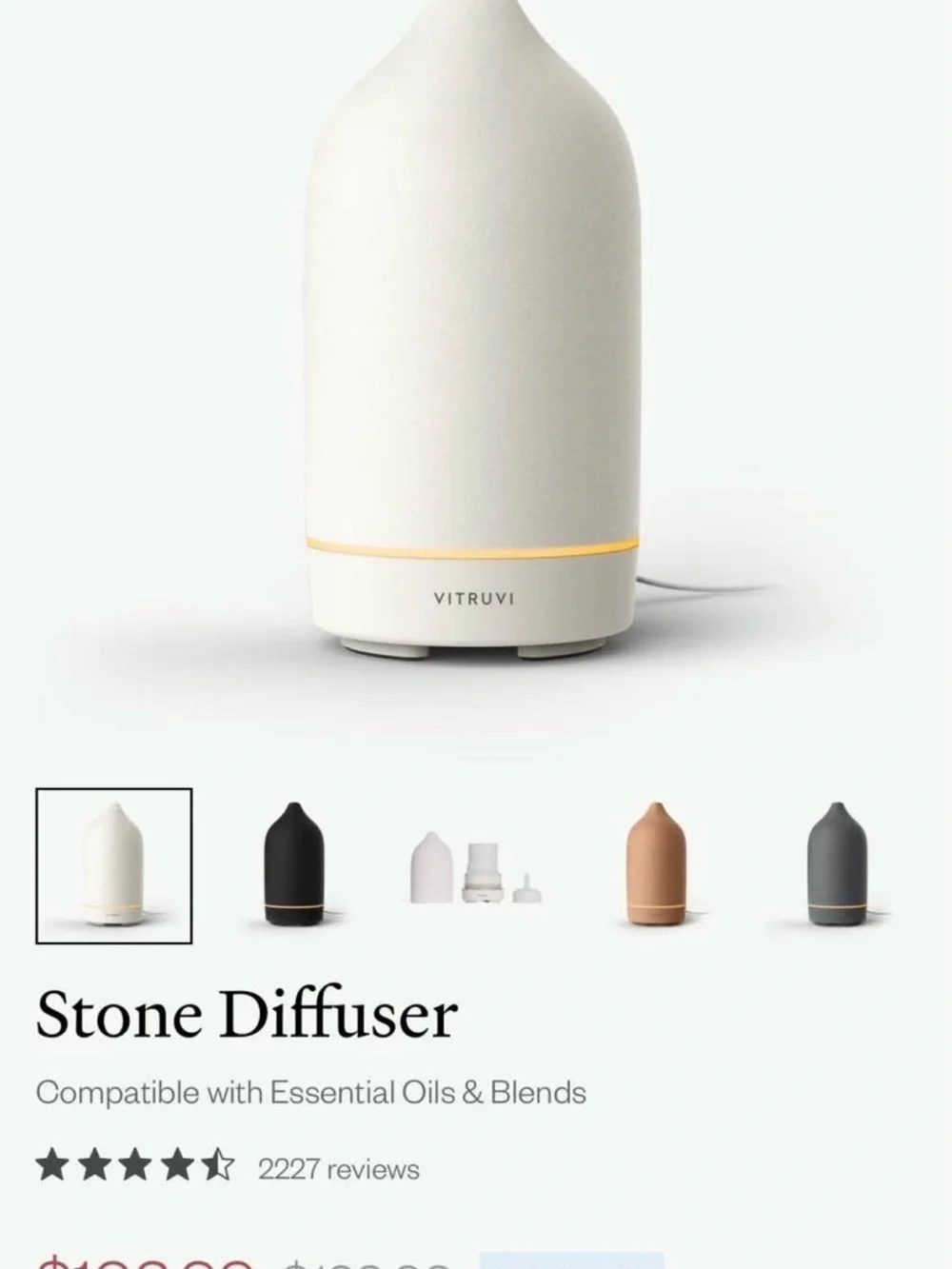Vitruvi White Ceramic Aroma Diffuser